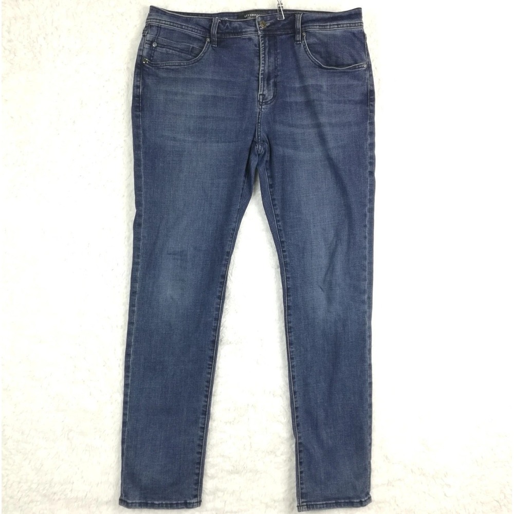 Liverpool Mens Jeans Relaxed Straight Leg Blue Denim Palo Alton Dark Wash 38x34